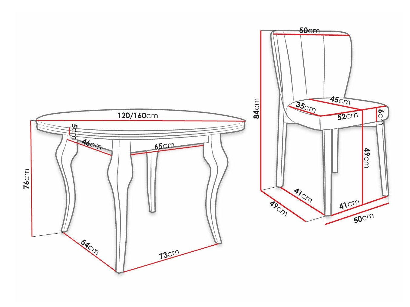 Salle à manger complète Racine 141 (Magic Velvet 2219)