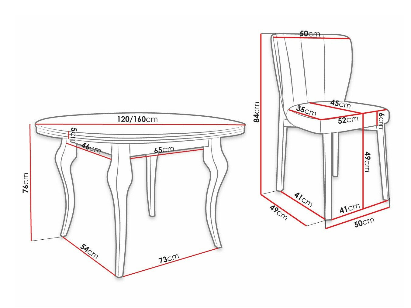 Salle à manger complète Racine 141 (Magic Velvet 2225)