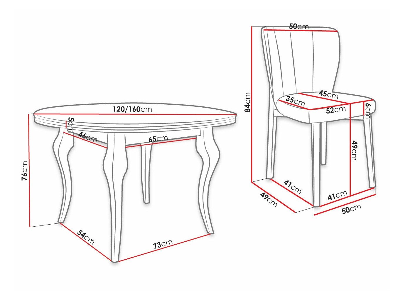 Salle à manger complète Racine 141 (Magic Velvet 2258)