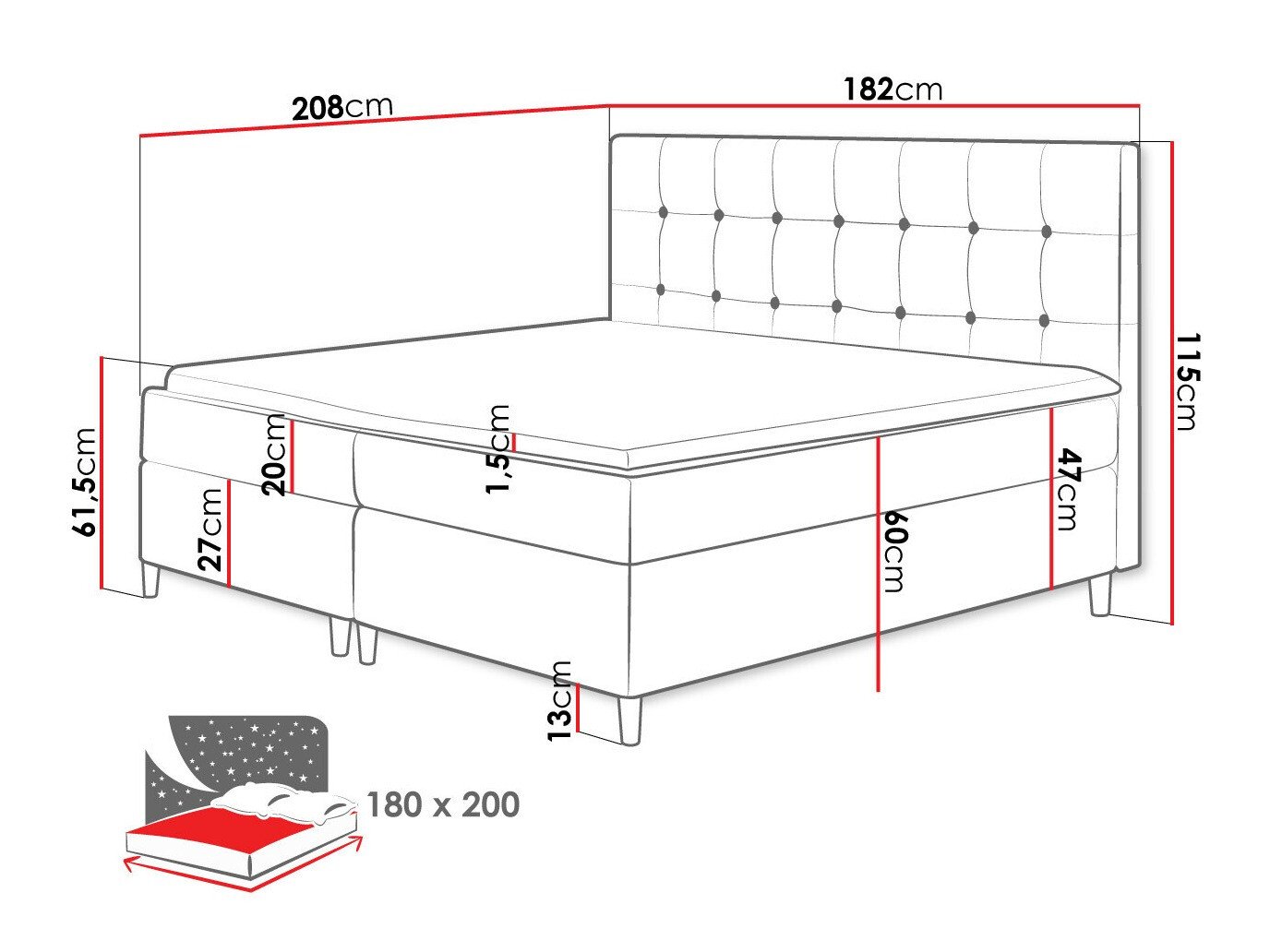 Lit boxspring Caseus (Magic Velvet 2215)
