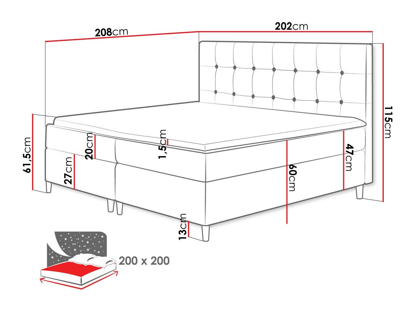 Lit boxspring Caseus (Magic Velvet 2215)