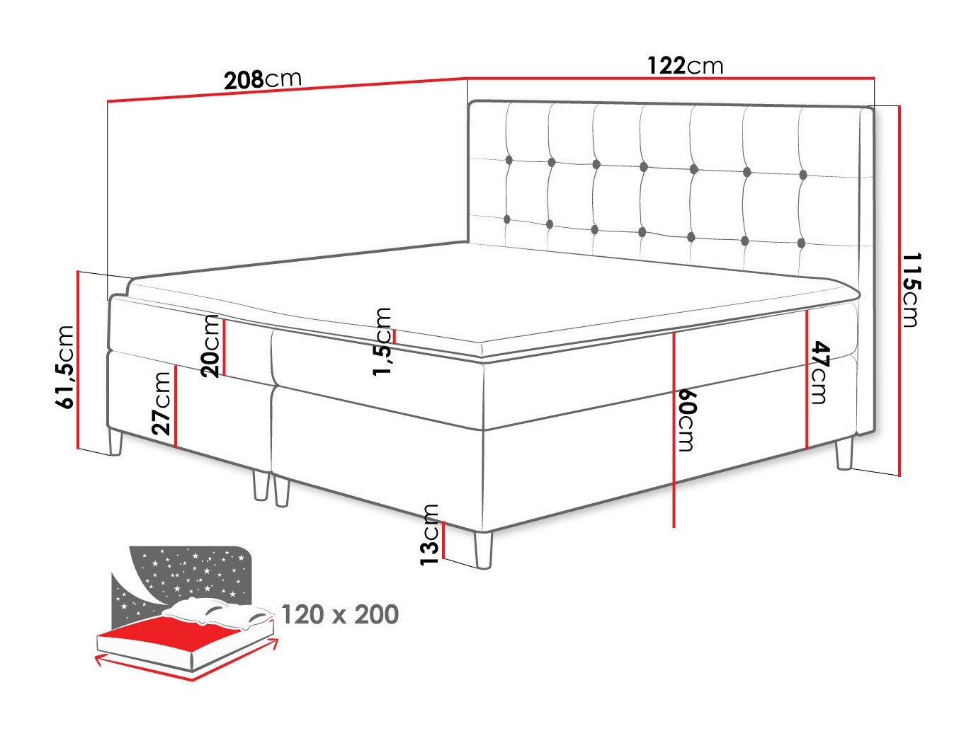 Lit boxspring Caseus (Magic Velvet 2257)