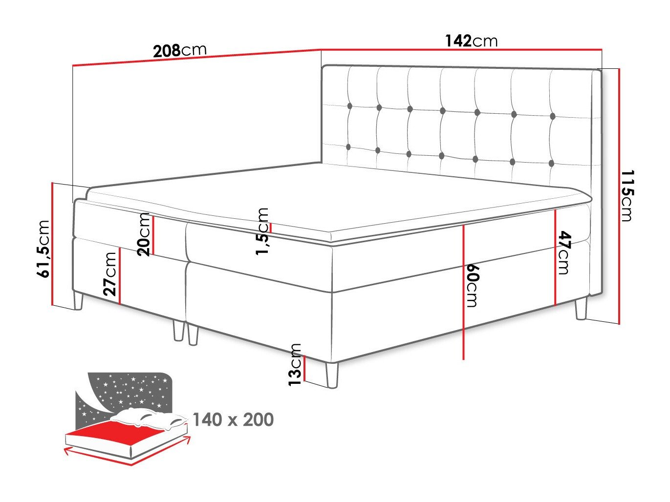 Lit boxspring Caseus (Magic Velvet 2257)