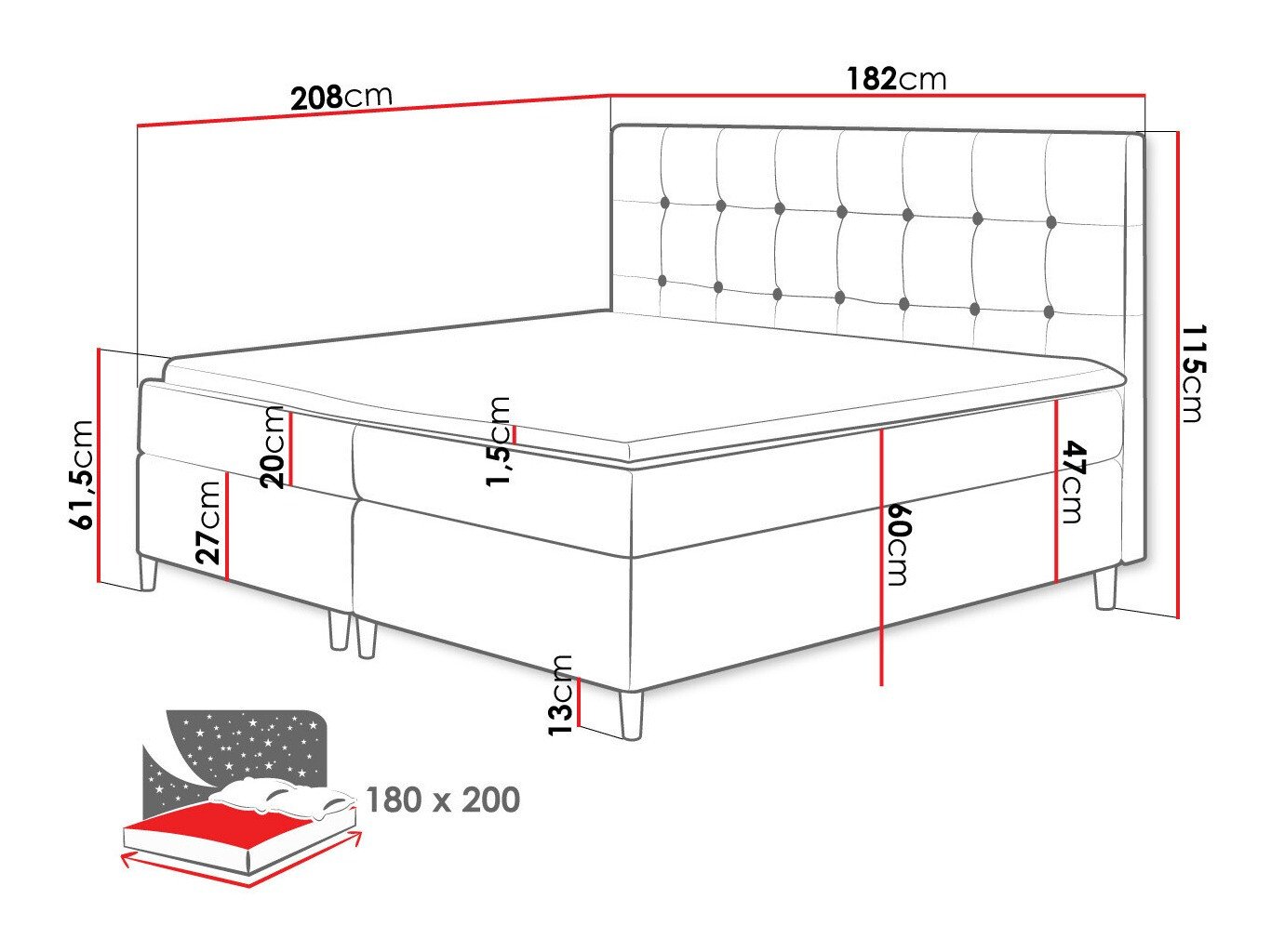 Lit boxspring Caseus (Magic Velvet 2257)