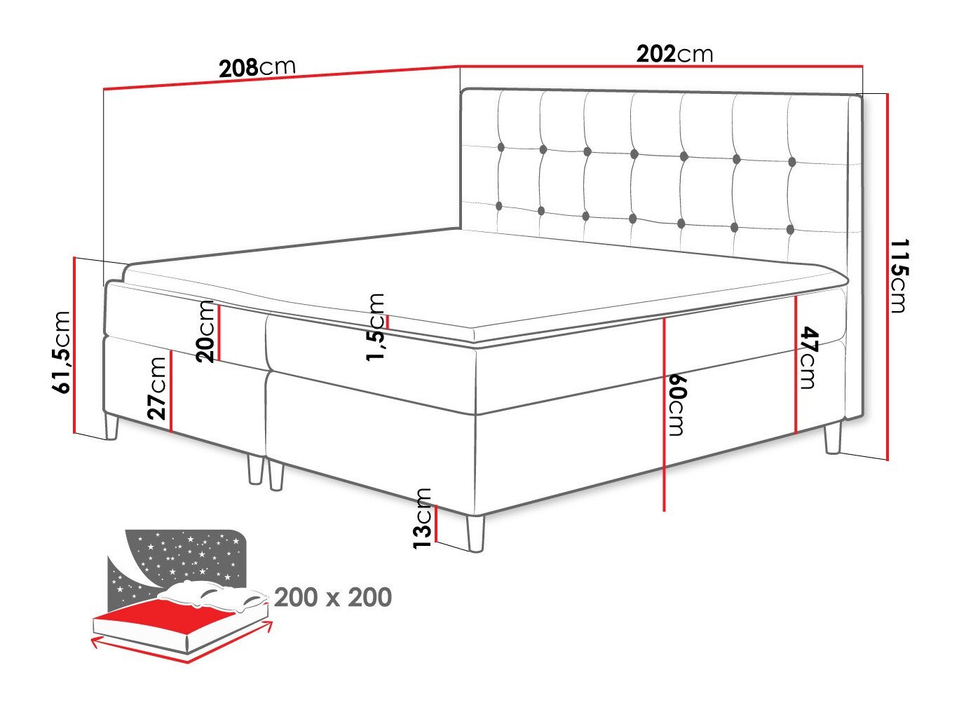 Lit boxspring Caseus (Magic Velvet 2257)