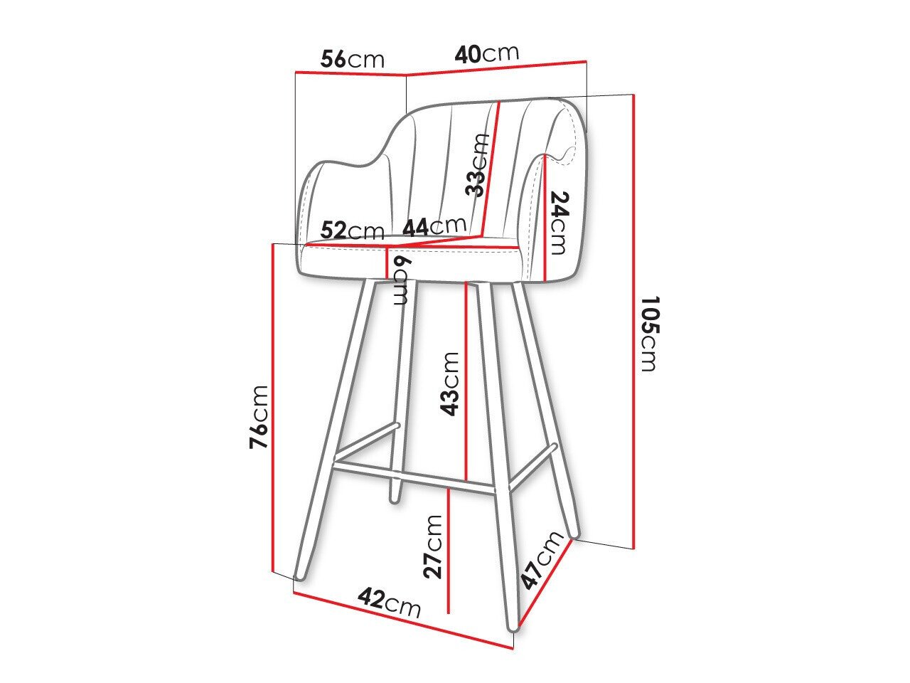 Chaise de bar Comfivo 103 (Magic Velvet 2217)