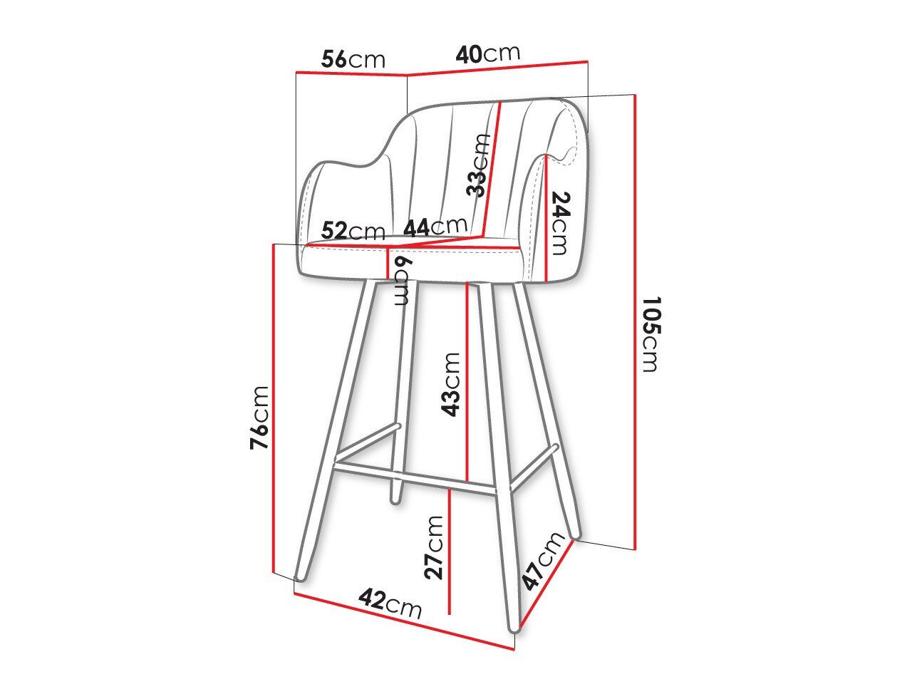 Chaise de bar Comfivo Anser I (Magic Velvet 2216)