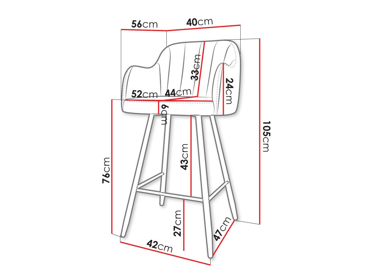 Chaise de bar Comfivo Anser I (Magic Velvet 2250)