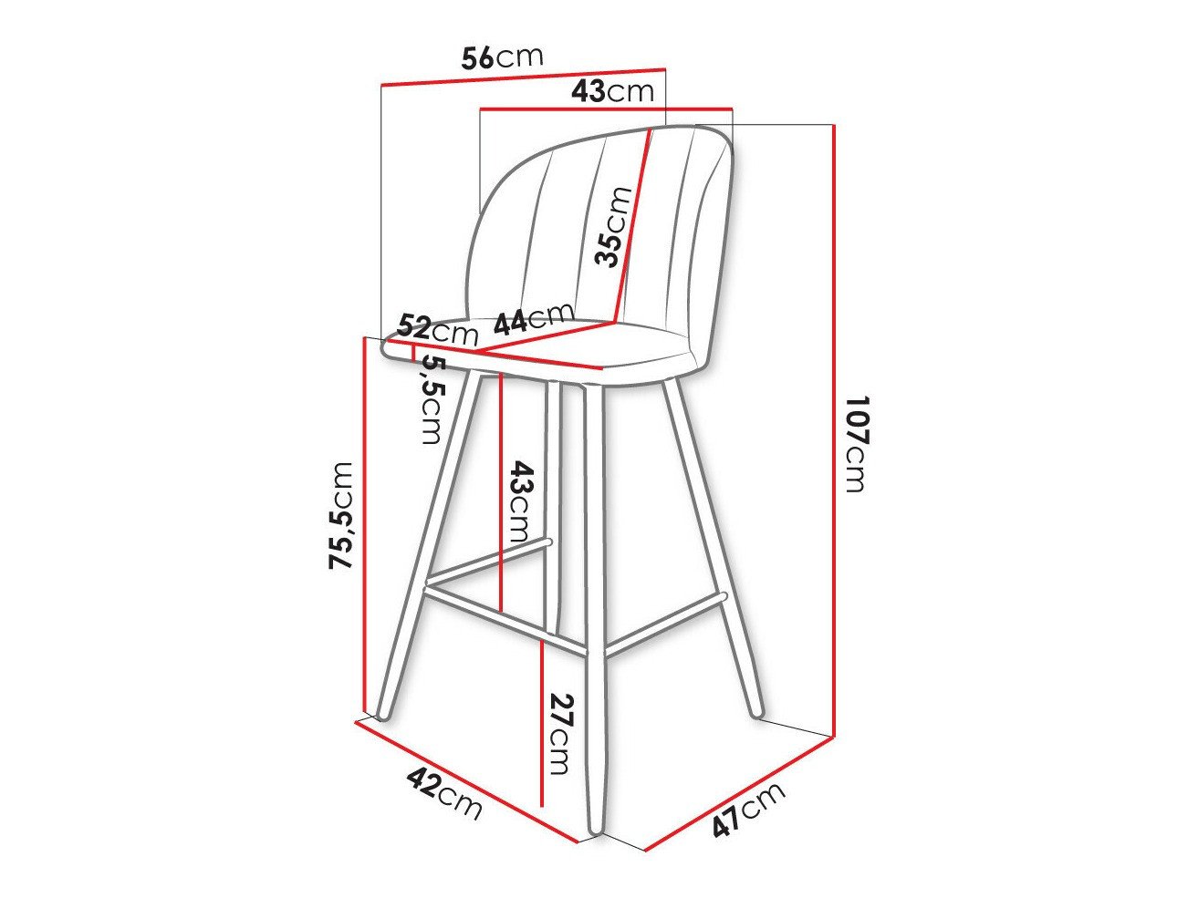 Chaise de bar Comfivo Anser II (Magic Velvet 2216)