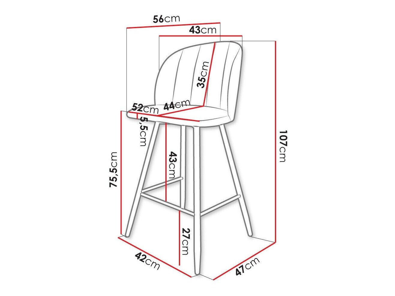 Chaise de bar Comfivo Anser II (Magic Velvet 2217)