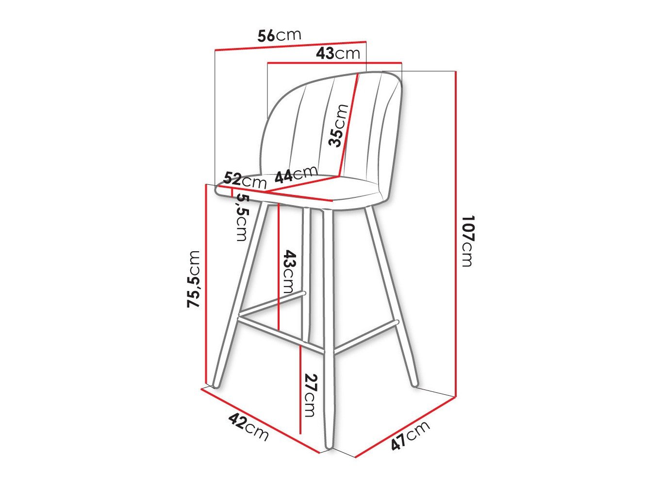 Chaise de bar Comfivo Anser II (Magic Velvet 2219)