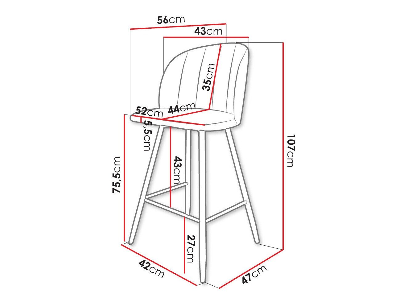 Chaise de bar Comfivo Anser II (Magic Velvet 2225)