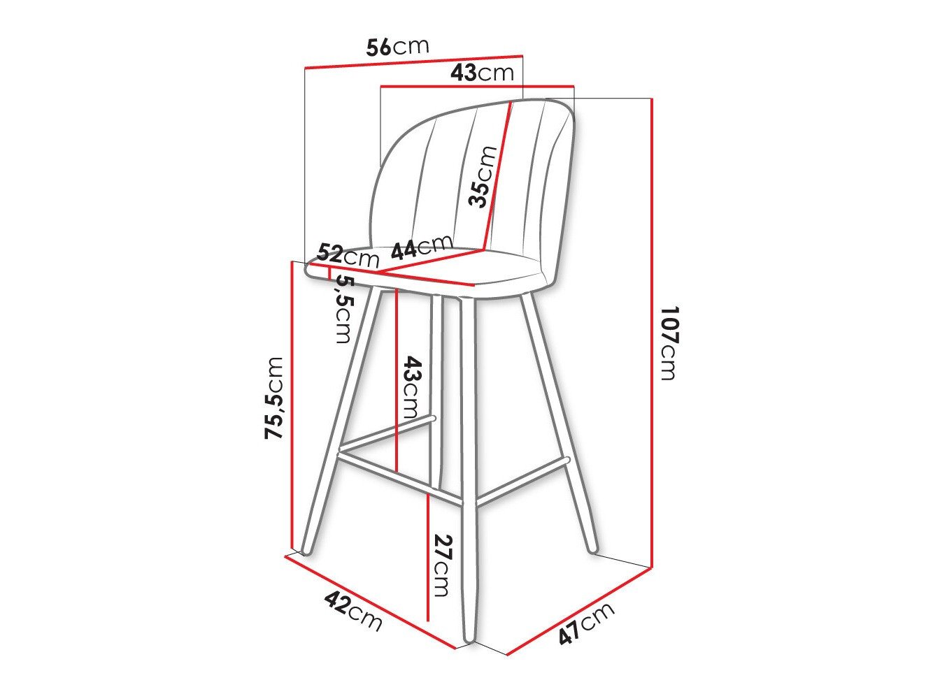 Chaise de bar Comfivo Anser II (Magic Velvet 2250)