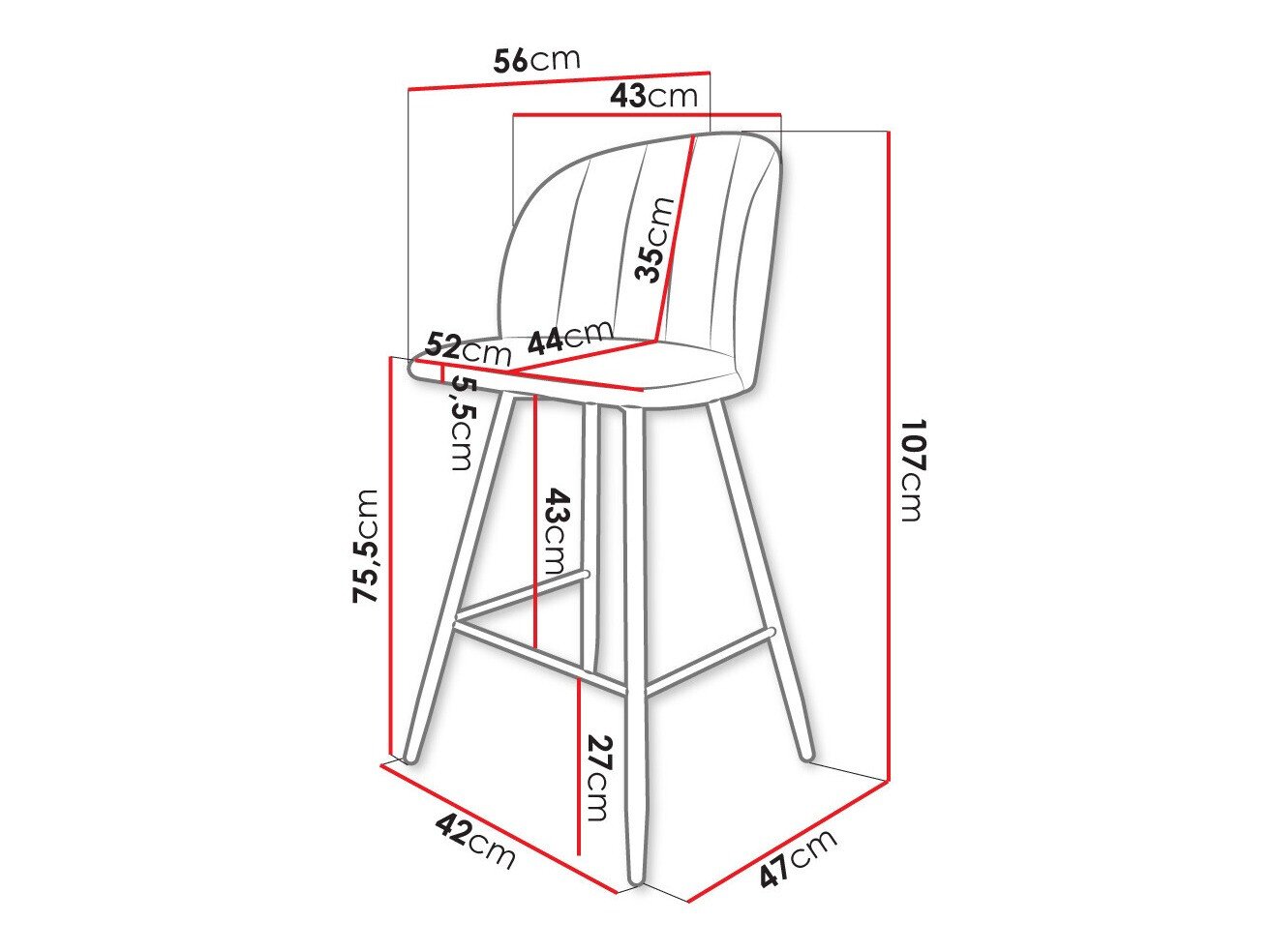 Chaise de bar Comfivo Anser II (Magic Velvet 2258)