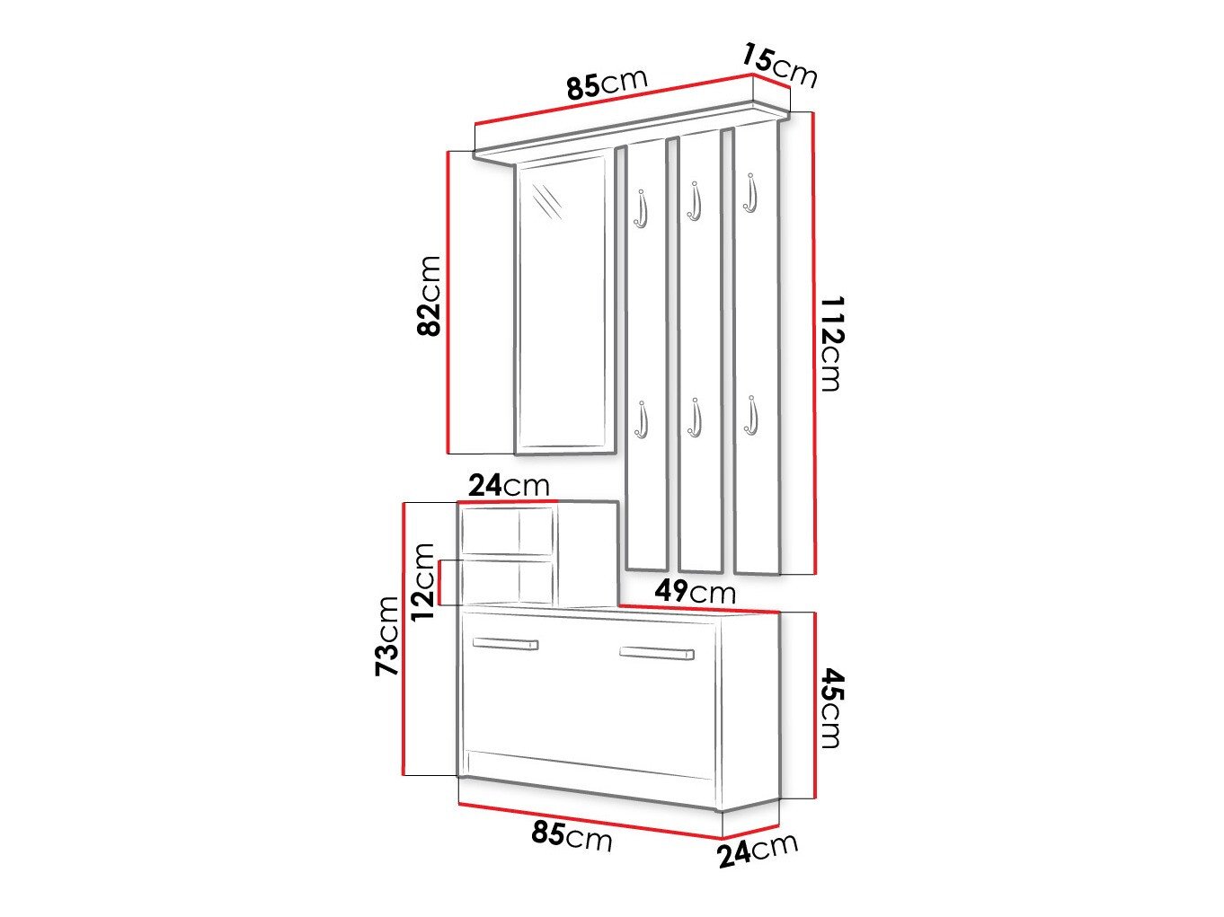 Meuble d'entrée Candum (Blanc)