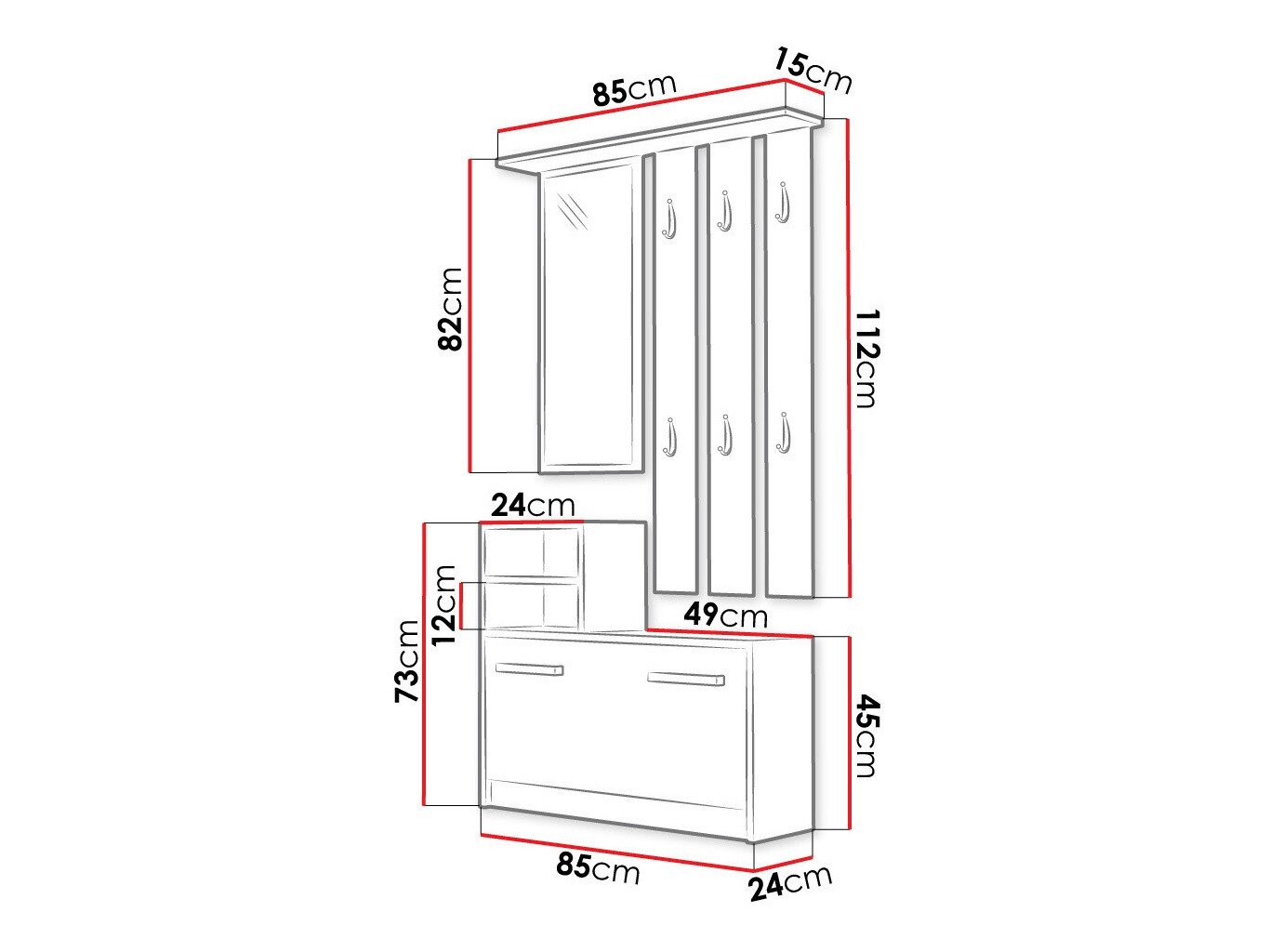 Meuble d'entrée Candum (Noir)