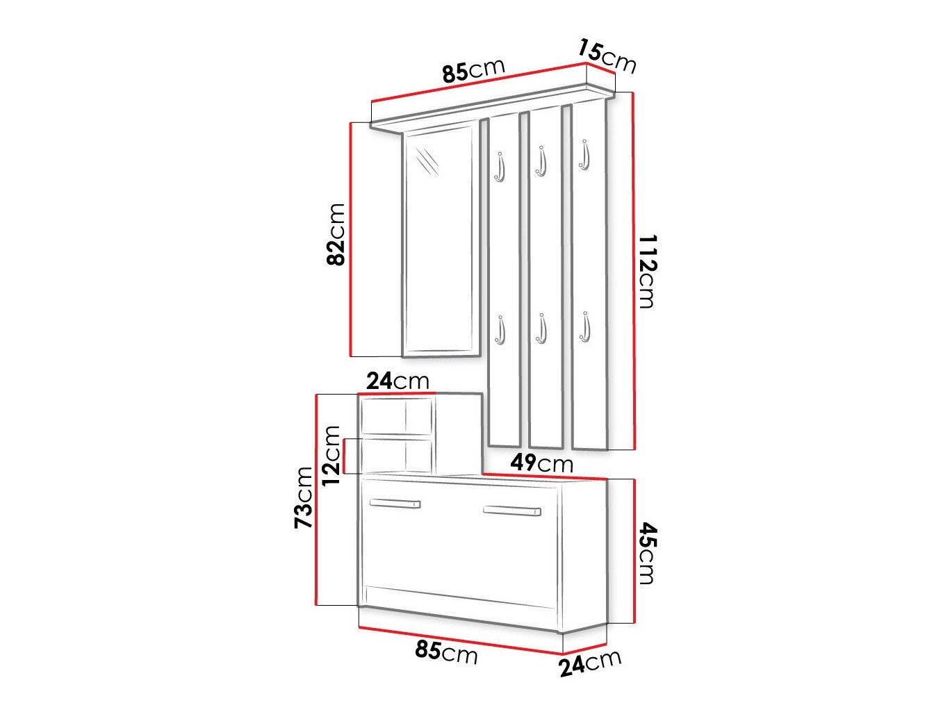 Meuble d'entrée Mandeville 100 (Sonoma chêne)
