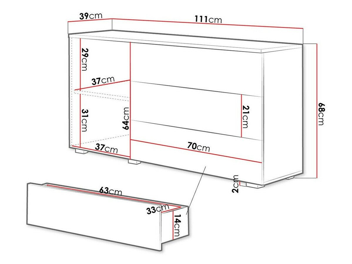 Commode Sarasota 128 (Chêne wotan + Blanc brillant)