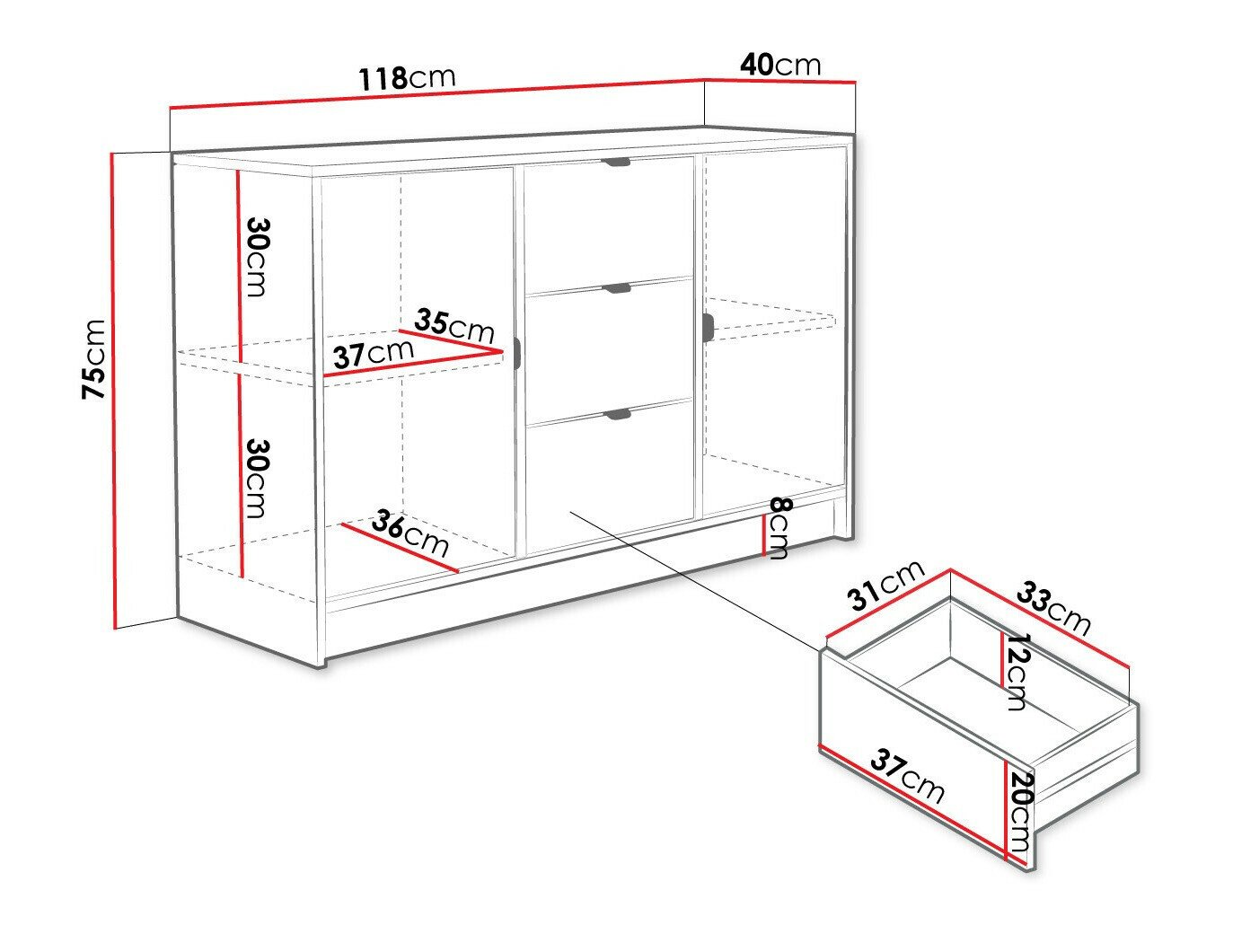 Commode Comfivo Larmire 101 (Noir)