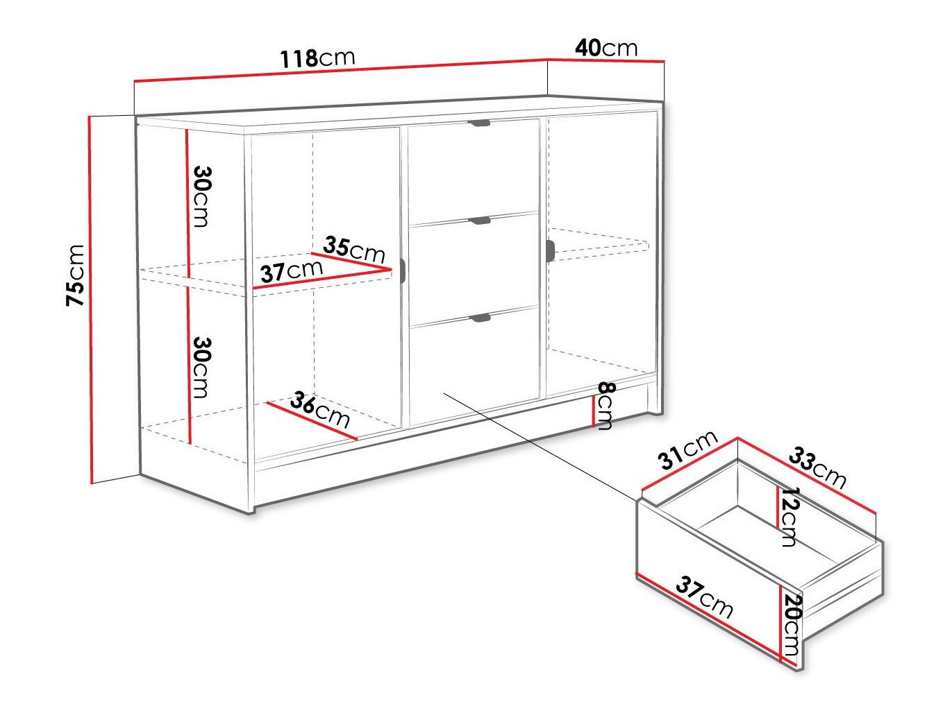Commode Comfivo Papilio (Blanc)