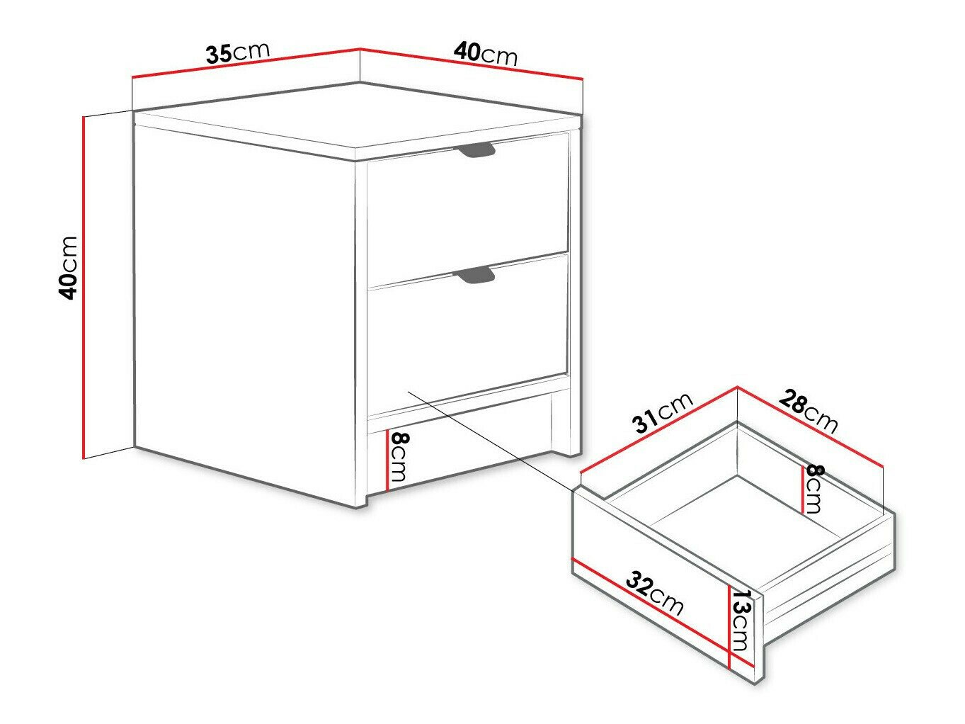 Table de chevet Comfivo Papilio (Noir)