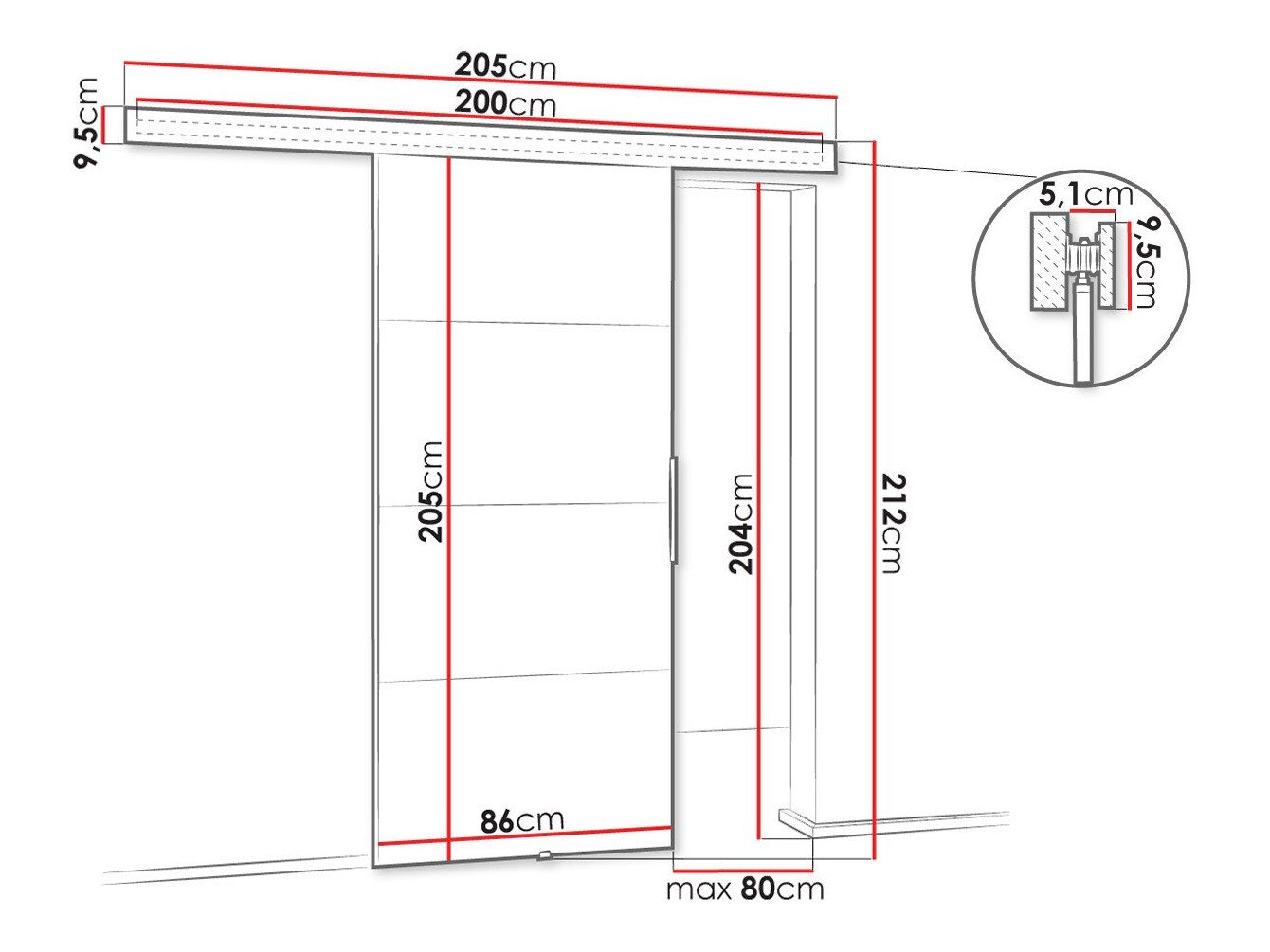 Porte coulissante Dover 144 (Anthracite)