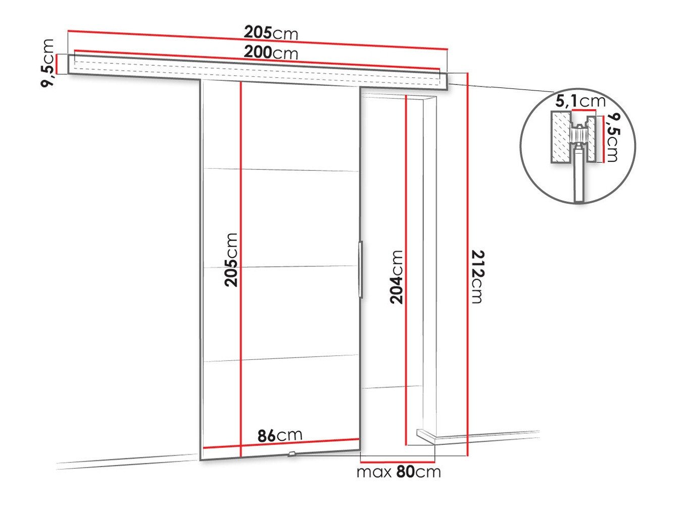 Porte coulissante Dover 144 (Blanc)
