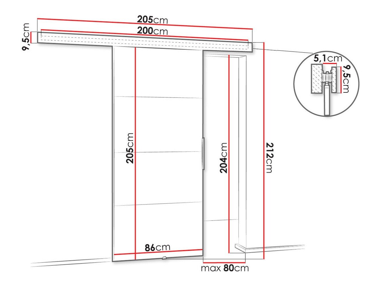Porte coulissante Dover 144 (Chêne sombre)