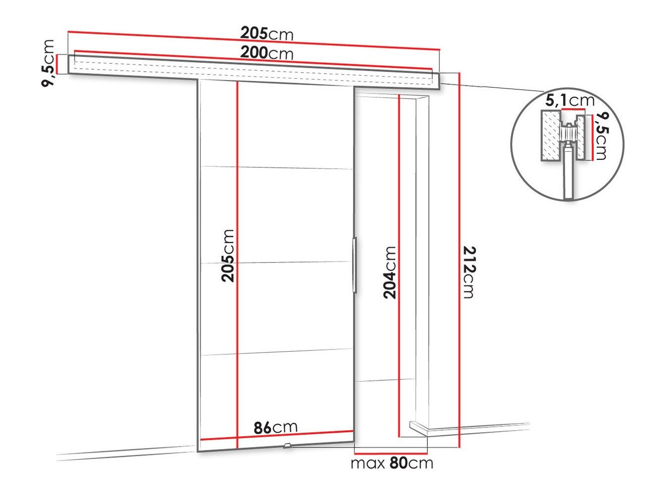 Porte coulissante Dover 144 (Sonoma chêne)