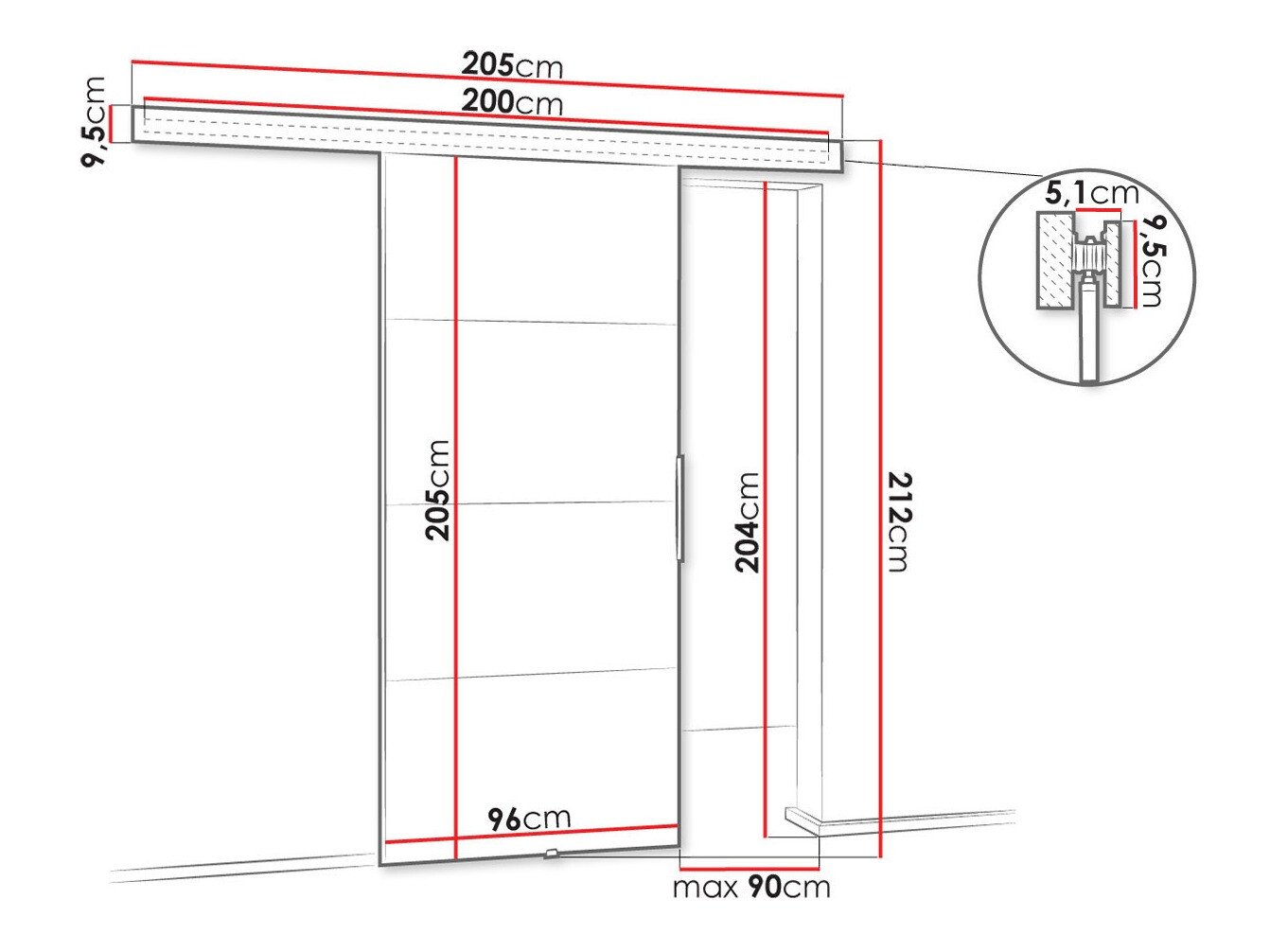 Porte coulissante Dover 145 (Chêne sombre)