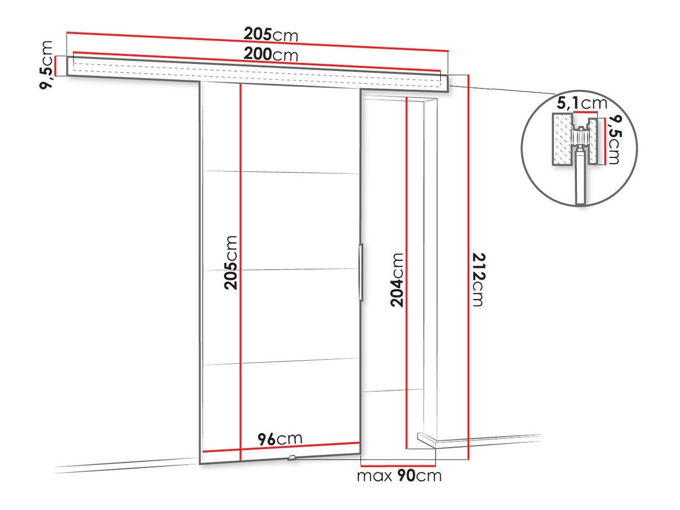 Porte coulissante Dover 145 (Sonoma chêne)