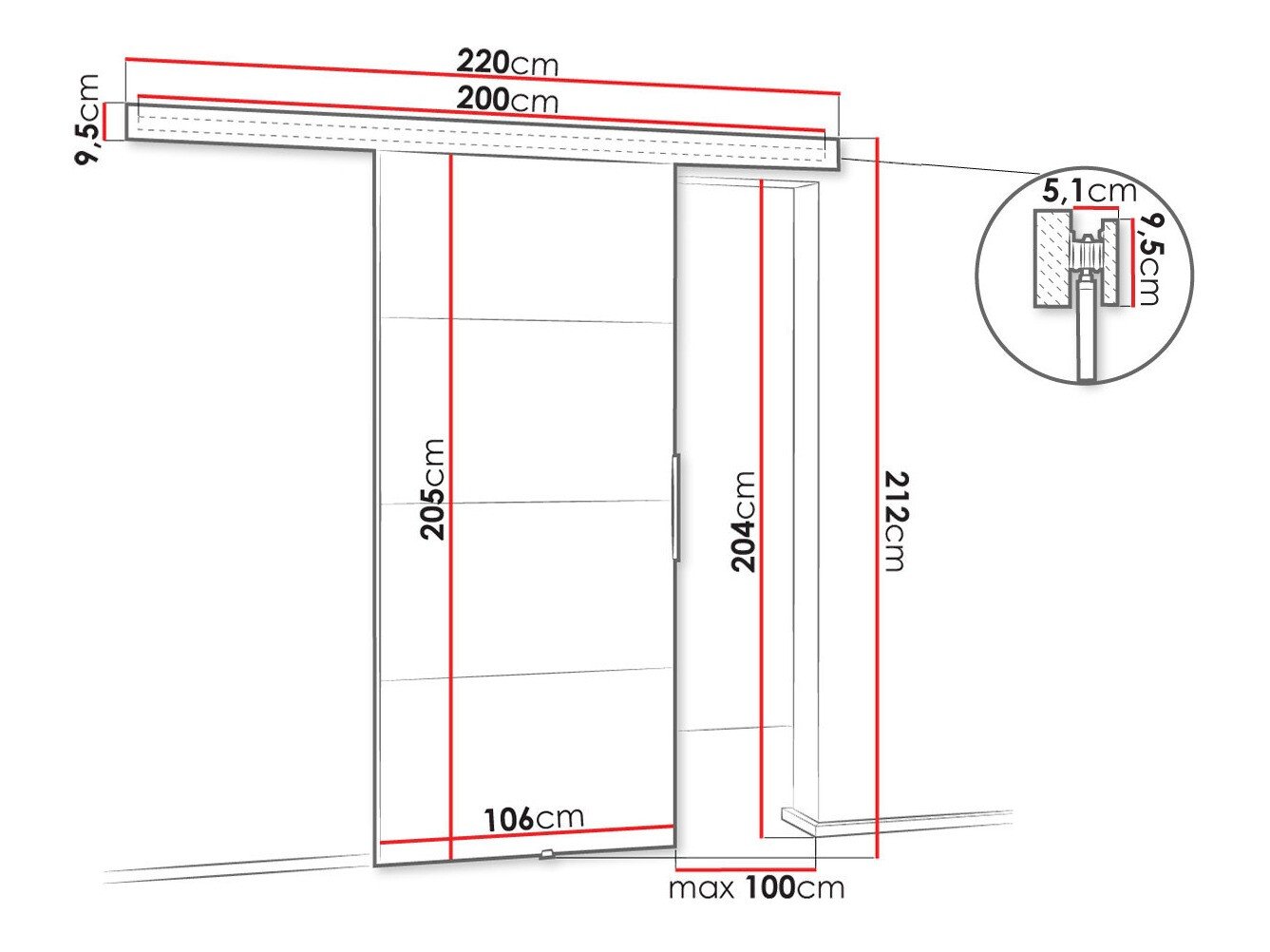 Porte coulissante Dover 146 (Blanc)