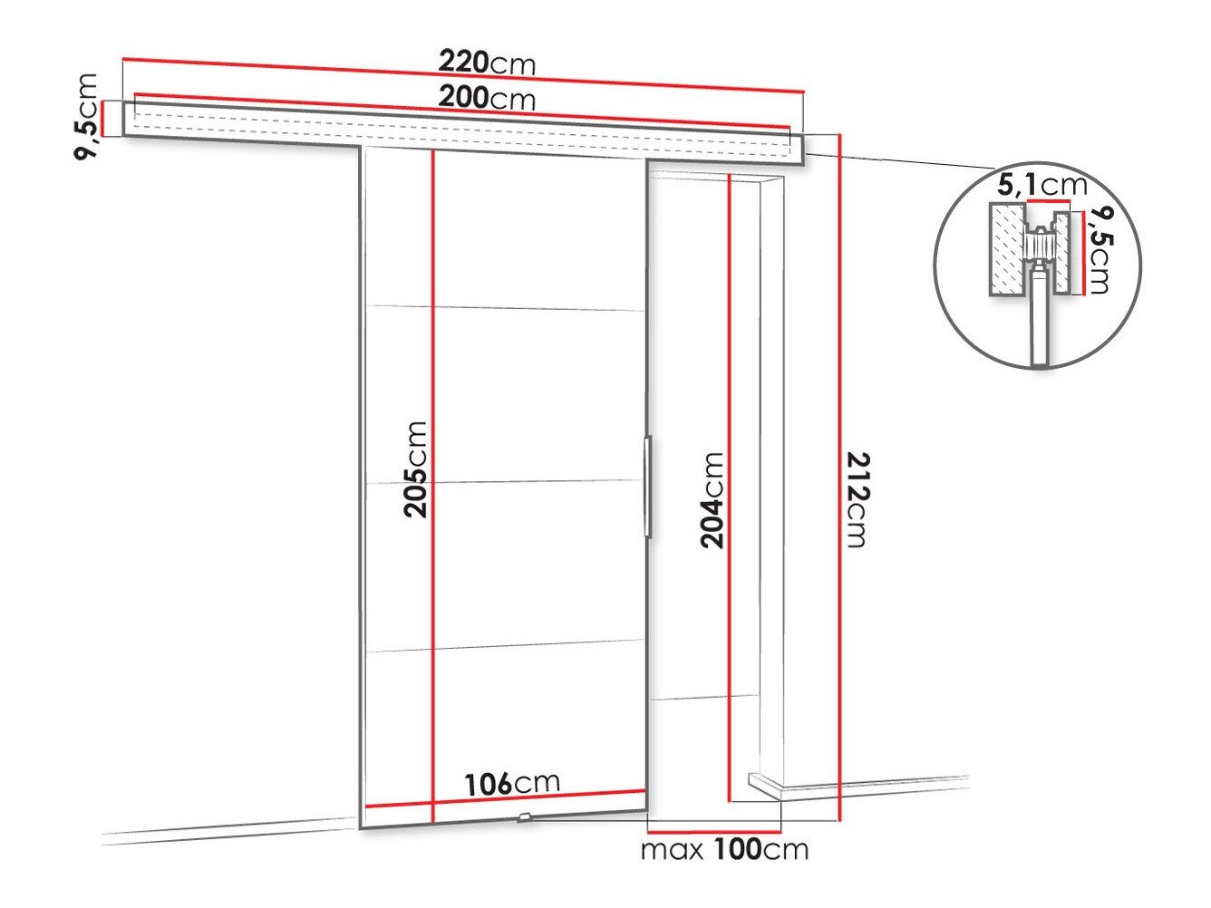 Porte coulissante Dover 146 (Chêne sombre)