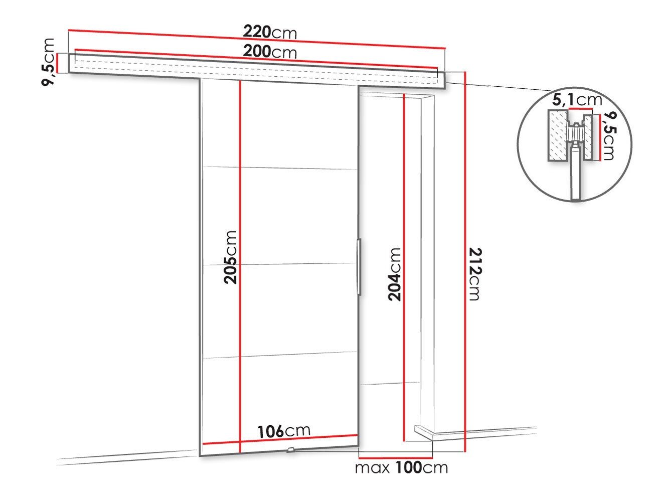 Porte coulissante Dover 146 (Sonoma chêne)