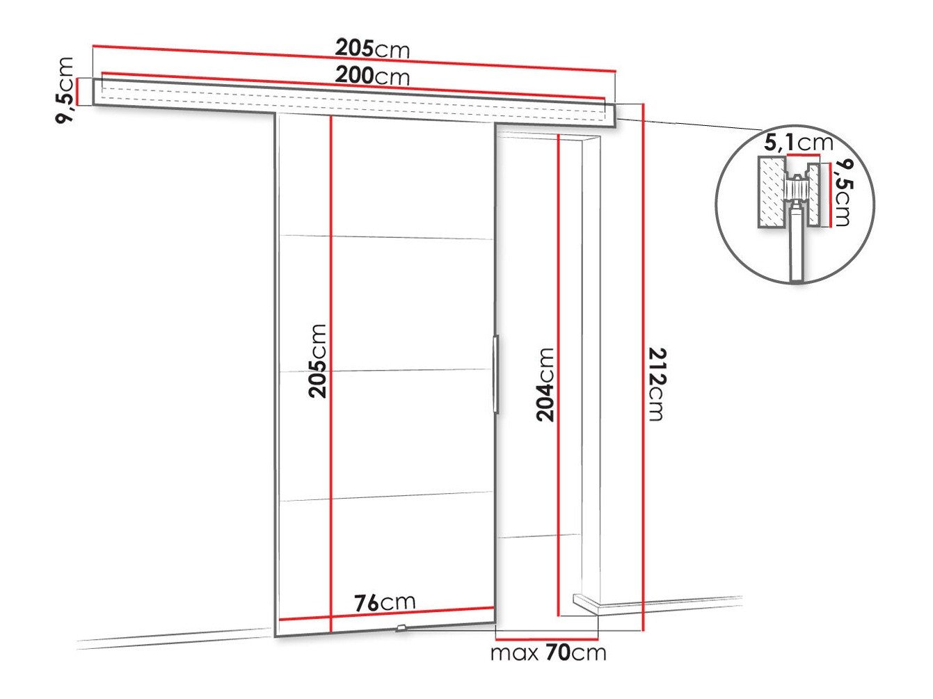 Porte coulissante Dover 216 (Anthracite)