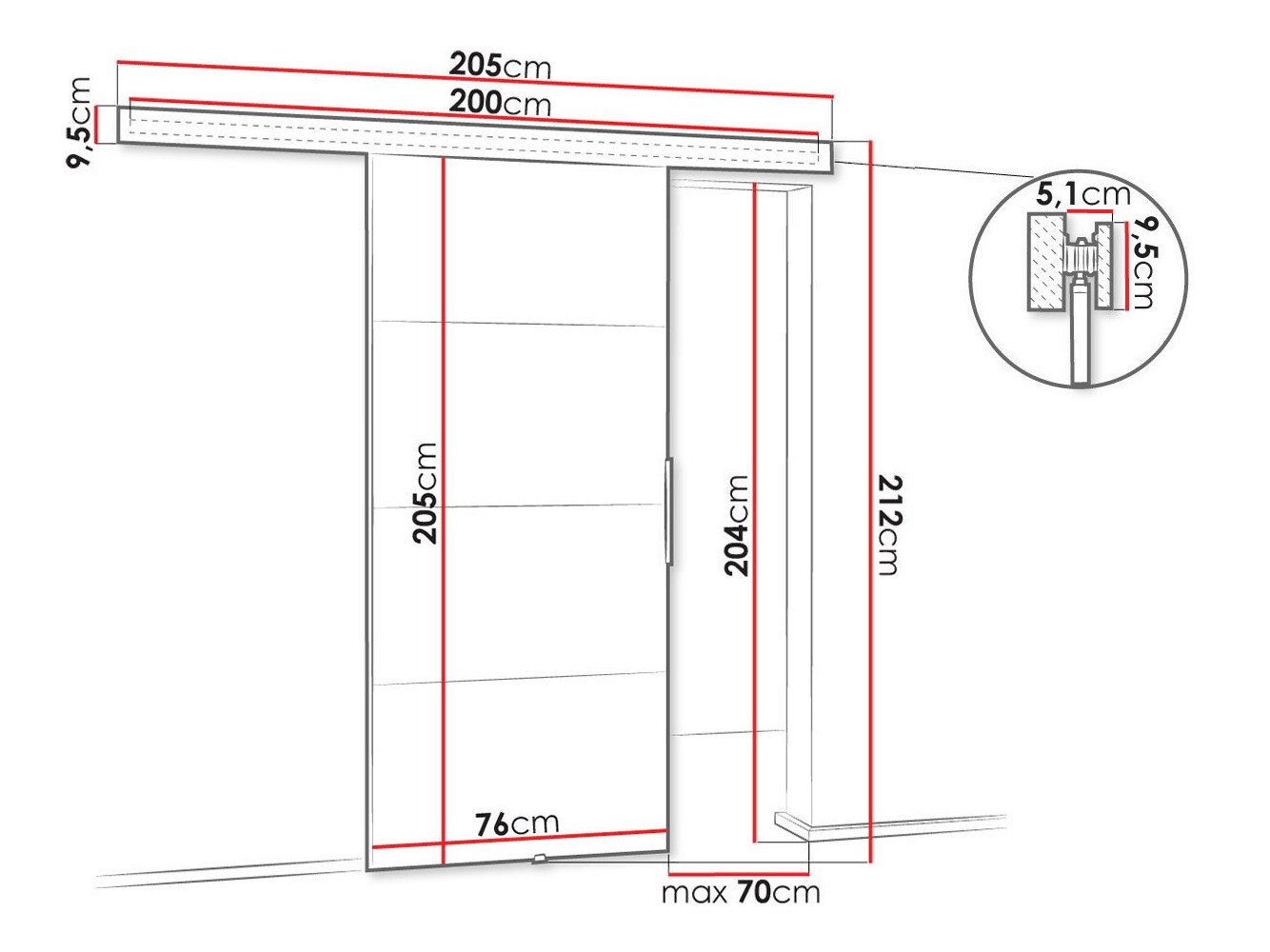 Porte coulissante Dover 216 (Blanc)