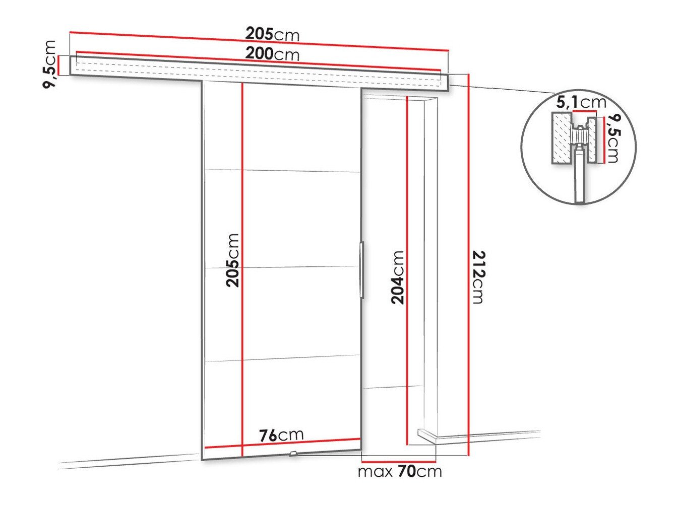 Porte coulissante Dover 216 (Sonoma chêne)