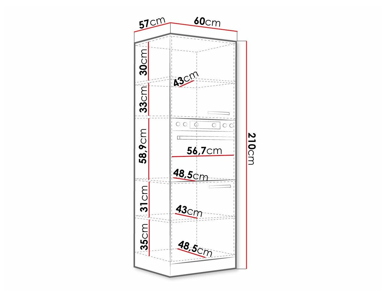 Armoire modulaire pour appareils intégrés Multi Cream 100