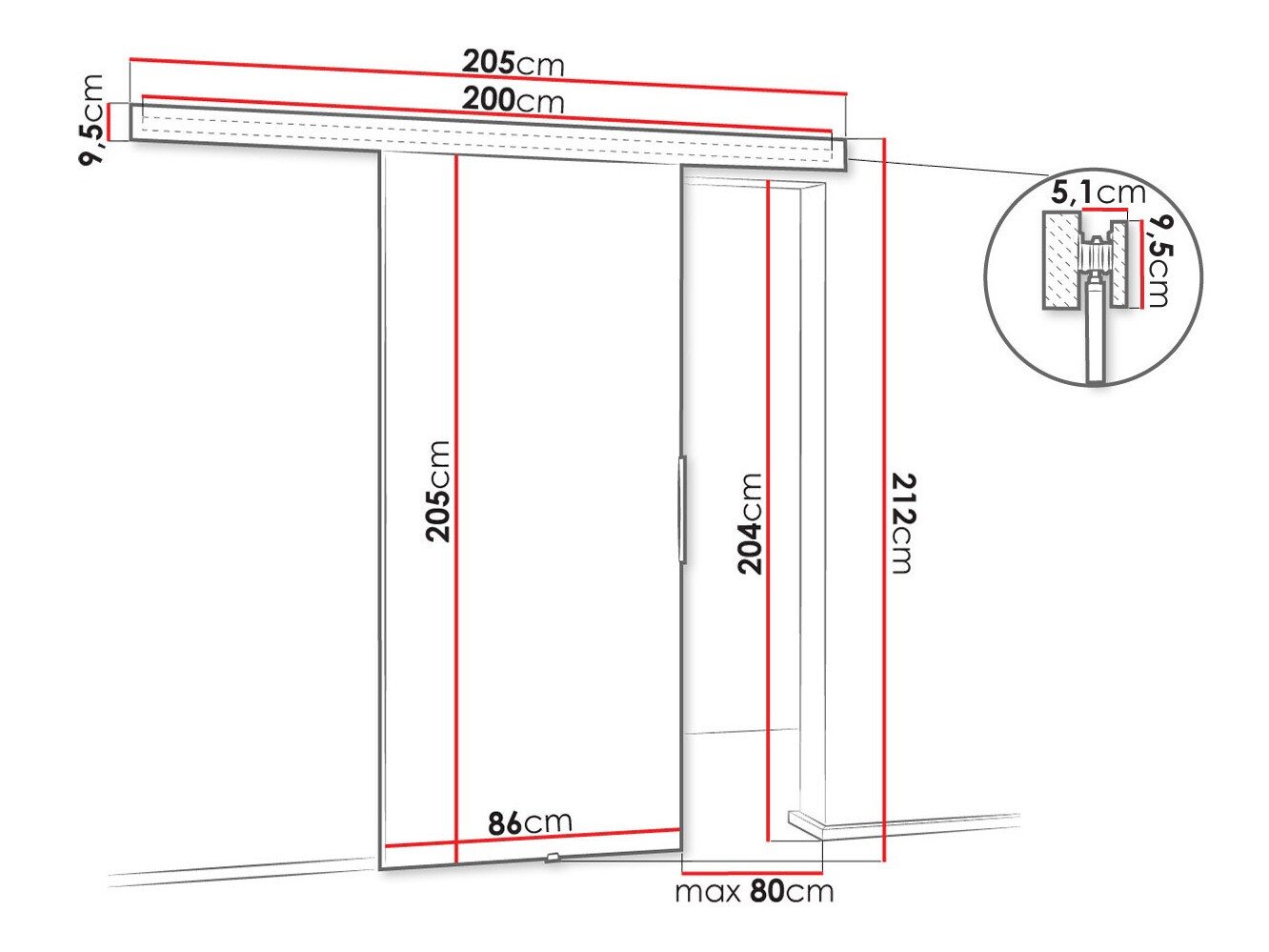 Porte coulissante Dover 141 (Sonoma chêne)
