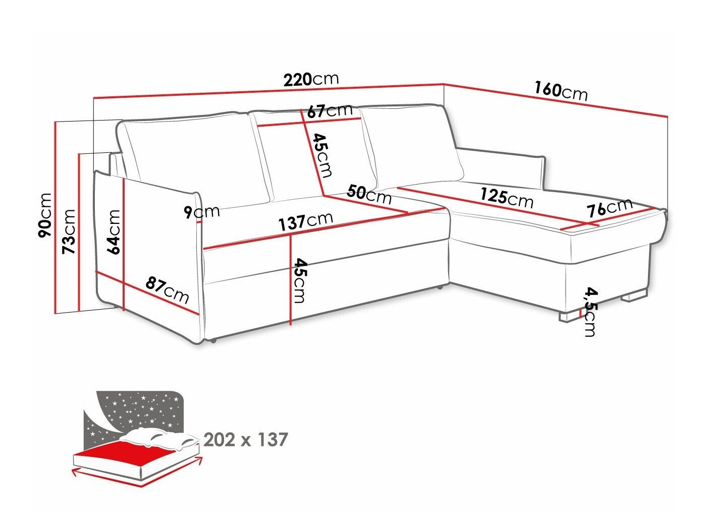 Canapé d'angle Columbus 208 (Neve 03)