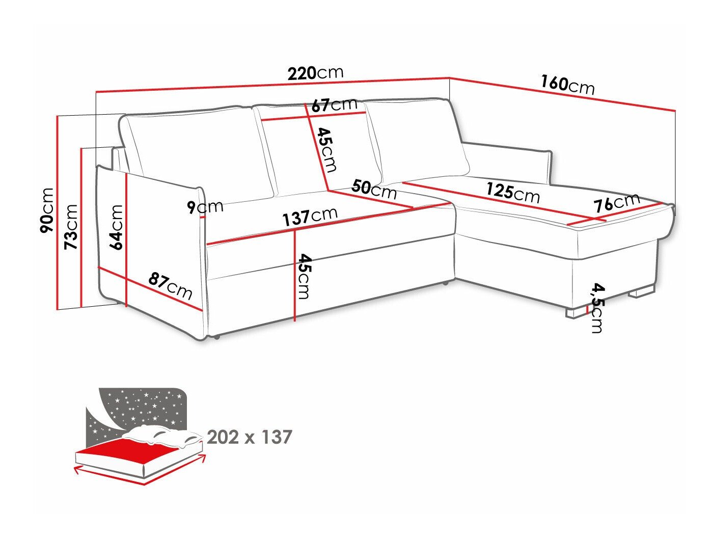 Canapé d'angle Columbus 208 (Poso 100)