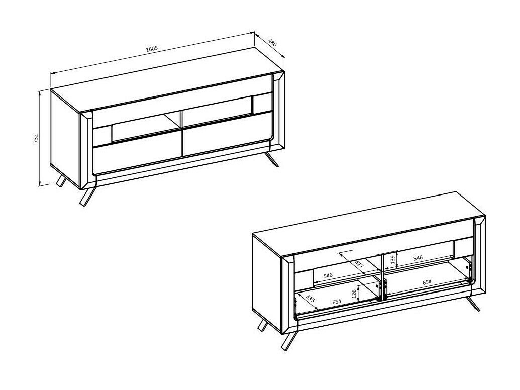 Meuble TV Sovera 105 (Noix + Noir brillant)