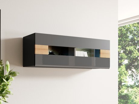 Armoire murale Torsone 116 (Anthracite + Gloss anthracite + Grandson chêne)