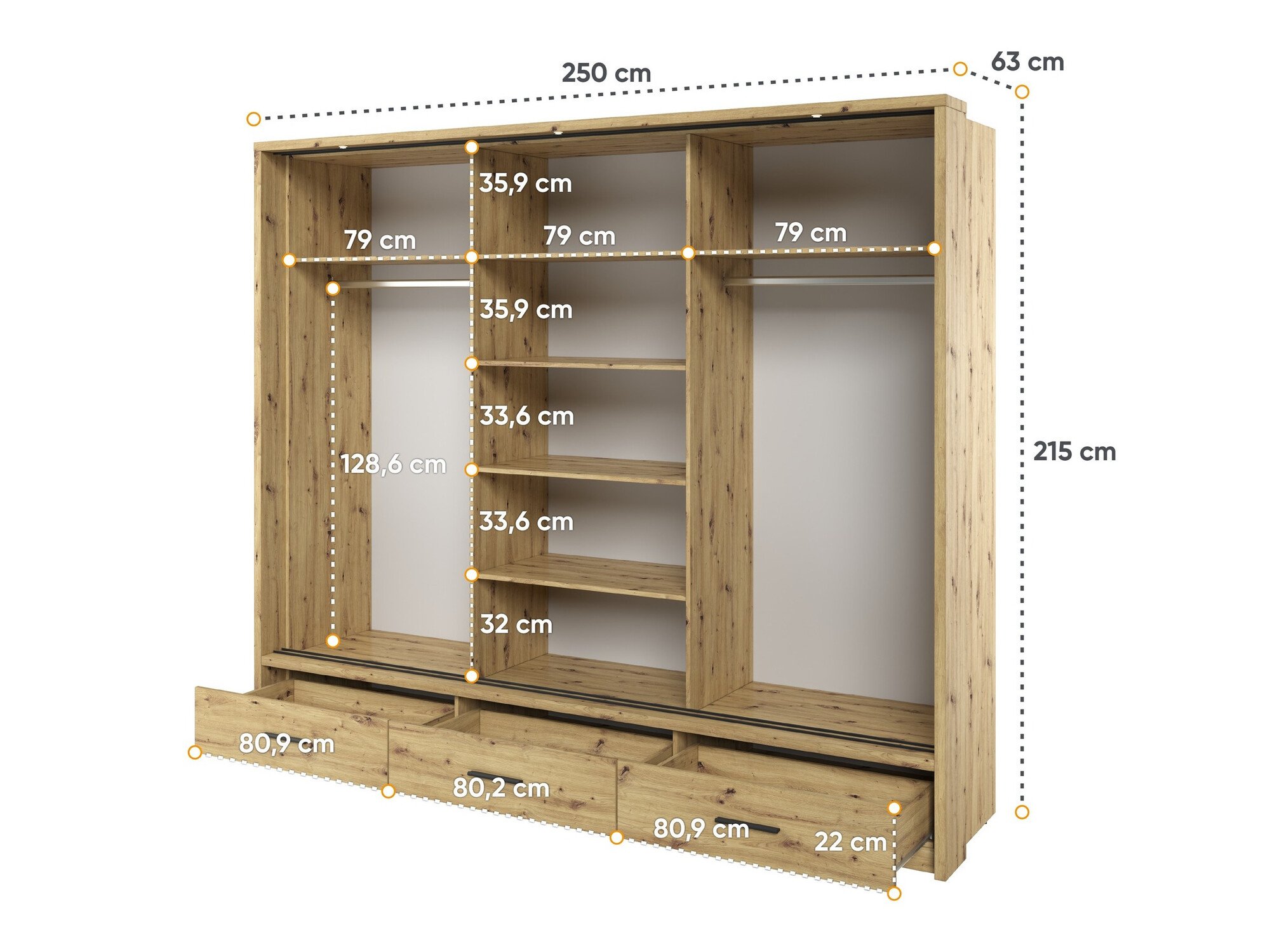 Armoire Fresno 100 (Chêne Artisan)