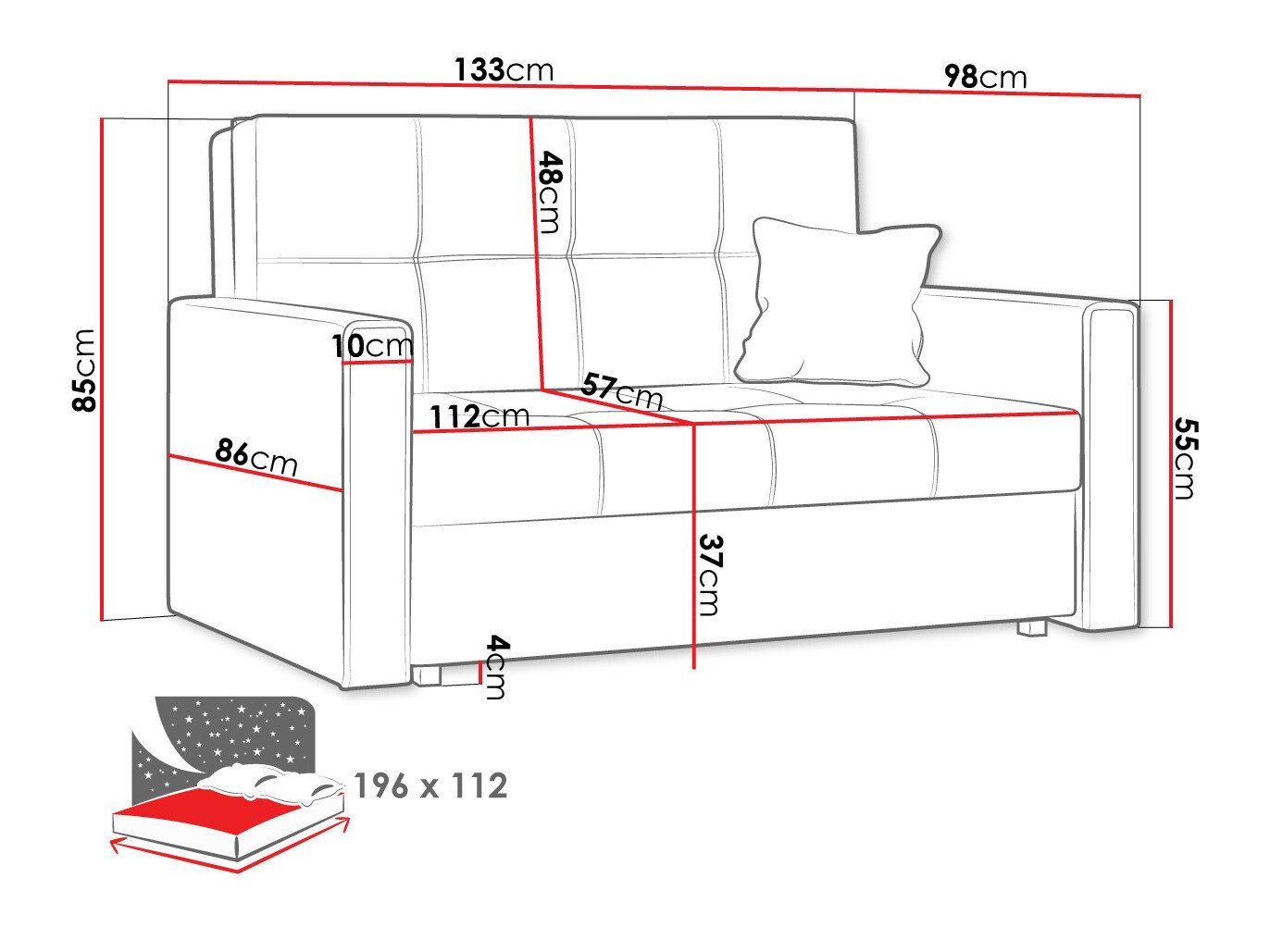 Canapé convertible Columbus 105 (Manila 38)