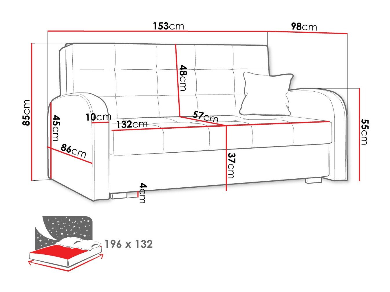 Canapé convertible Columbus 116 (Kronos 09)