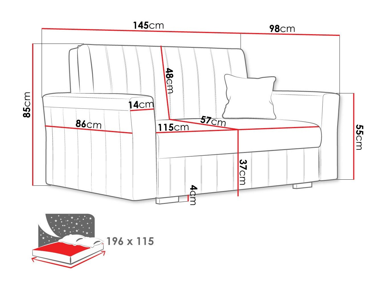 Canapé convertible Columbus 136 (Paros 6)