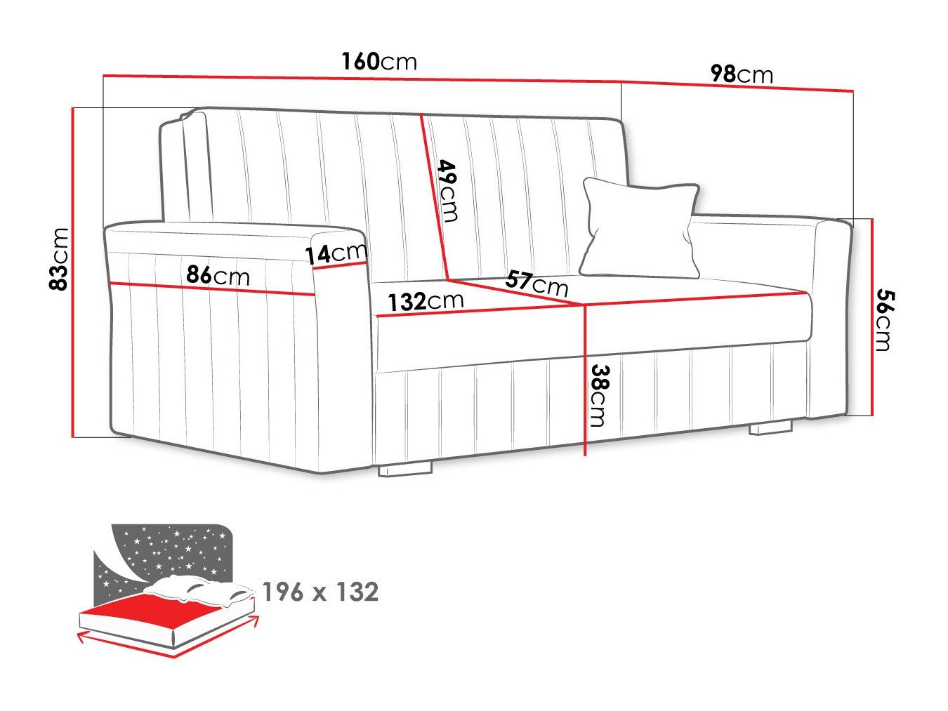 Canapé convertible Columbus 137 (Paros 2)