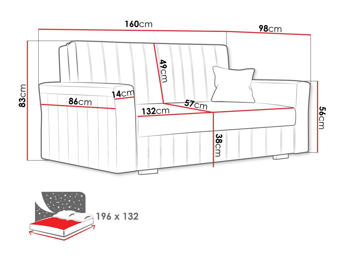 Canapé convertible Columbus 137 (Paros 6)