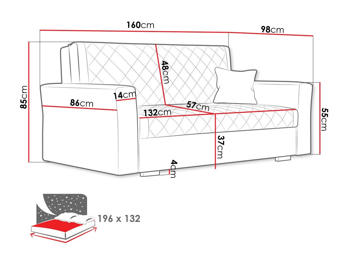Canapé convertible Columbus 147 (Zanzibar 182)